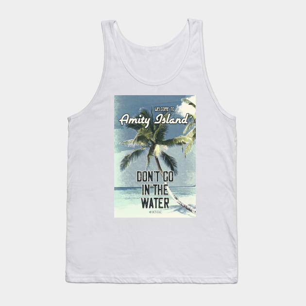 JAWS Amity Island Vintage 1975 Style Movie Poster Don`t Go In The Water Tank Top by Naumovski